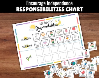 Bewerkbaar takenschema voor kinderen: visuele ochtend- en avondroutine (digitale download)
