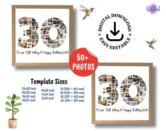 30th Birthday Photo Collage Template: Personalized Canva Gift (Digital Download)
