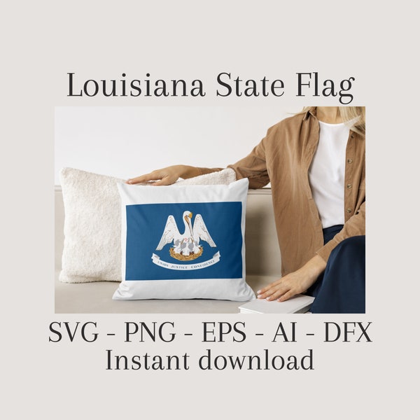 Louisiana State Flag Instant Download Digital Files Svg Eps Png AI Dxf Clipart Cut Files Vector Graphic for Personal or Commercial Use