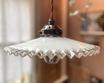 Vintage French glass pendant shade