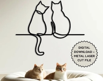 Minimalist Cat Wall Art - (SVG, DXF, PNG)