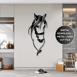 Ilustración lineal moderna de caballos (SVG, DXF, PNG)