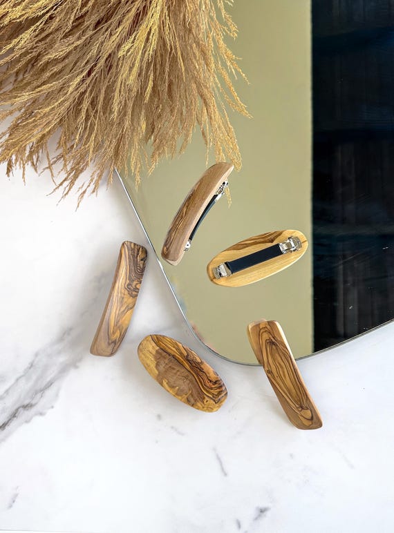 NEW HAIR ACCESSORIES:Hair barrettes in wooden material WOOD Hair Barrette - handMADE Montana main image 2