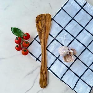 Olive wood spatula, handmade kitchen helper 30 cm