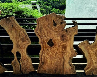 Tablón de madera de olivo de 4 cm de grosor – veta extrafuerte – varios tamaños – pieza única para mesas, fabricación de muebles y proyectos de bricolaje.