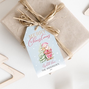 Editable Christmas gift tag Merry Christmas gift tag present&#39;s gift tag personalised Christmas gift tag Santa xmas tree gift tag printable
