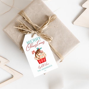 Editable Christmas gift tag Merry Christmas gift tag present&#39;s gift tag personalised Christmas gift tag cupcake gift tag printable