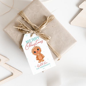 Editable Christmas gift tag Merry Christmas gift tag present&#39;s gift tag personalised Christmas gift tag gingerbread man gift tag printable