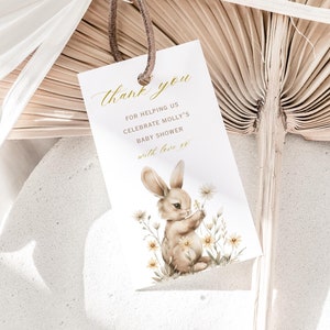 Bedankkaartje konijntje en wilde bloemen, bedankje bedankje konijntje, bedankje babyshower, bedankje bedankje babymeisje, konijntje babyshower, 030