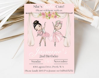 Editable Ballerina Birthday Invitation Ballet Invitation Girls Birthday Invitation Dancing Birthday Invitation Tutu Birthday Invitation