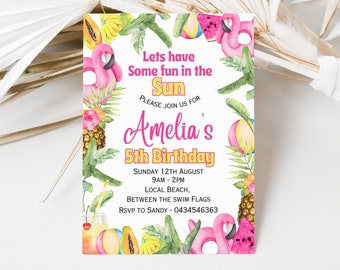 Editable Pool Party Birthday Invitation Splash Splash Invitation Girls Birthday Invitation Summer Party Birthday Invitation Fun In The Sun