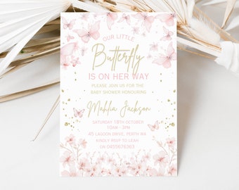 Editable Butterfly Baby Shower Invitation, a Little Butterfly is