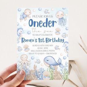 Editable Under The Sea Birthday Invitation Oneder The Sea Boys Birthday Invitation Sea Animal Invitation  Ocean Theme Invitation