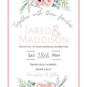 Editable Wedding Invitation Wedding Details Card Wedding Rsvp Card Floral Wedding Bundle Floral Wedding Invitation Digital Invitation image 7