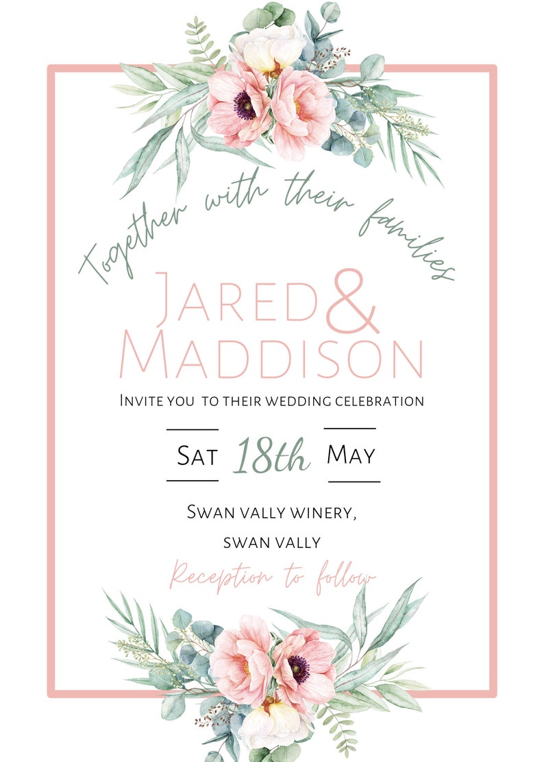Editable Wedding Invitation Wedding Details Card Wedding Rsvp Card Floral Wedding Bundle Floral Wedding Invitation Digital Invitation image 7