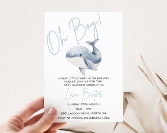 Oh boy baby shower invitation oh baby invite whale baby shower decor hello baby party invite mummy to be invite under the sea baby, 002