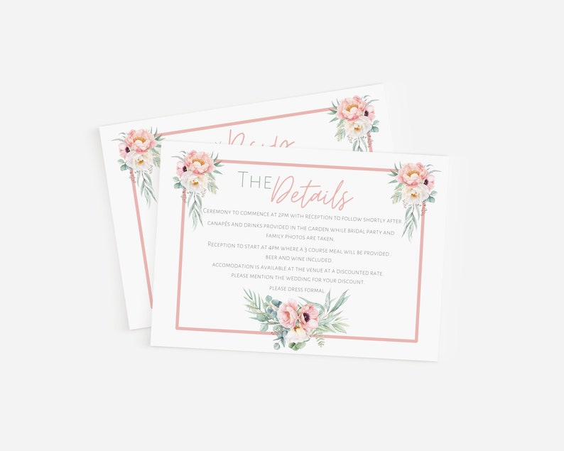 Editable Wedding Invitation Wedding Details Card Wedding Rsvp Card Floral Wedding Bundle Floral Wedding Invitation Digital Invitation image 3