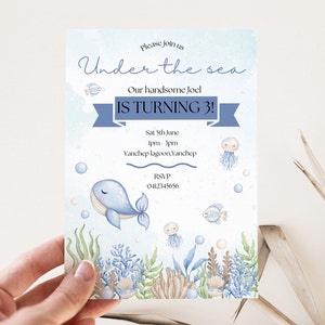 Editable Under The Sea Birthday Invitation Girls Birthday Invitation Sea Animal Invitation  Ocean Theme Invitation Oneder the sea invitation