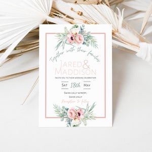 Editable Wedding Invitation Wedding Details Card Wedding Rsvp Card Floral Wedding Bundle Floral Wedding Invitation Digital Invitation image 2