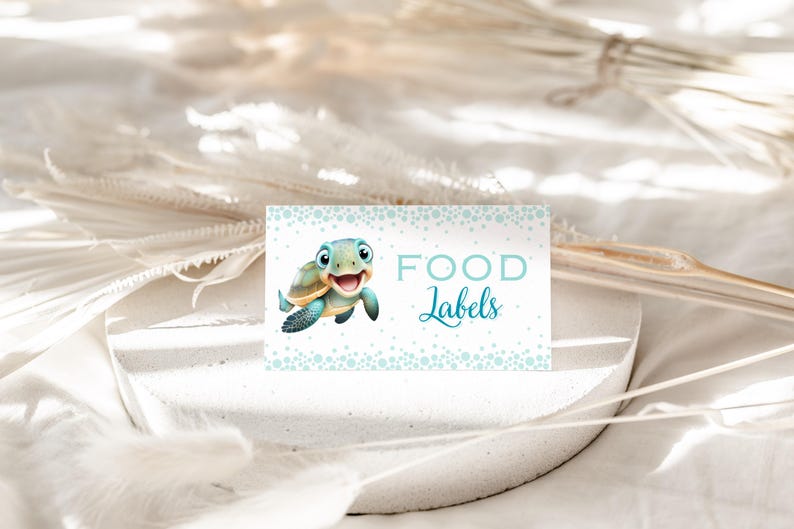 Turtle Labeles Turtle Food Labels, Turtley Awesome First Birthday Party Food Labels ...