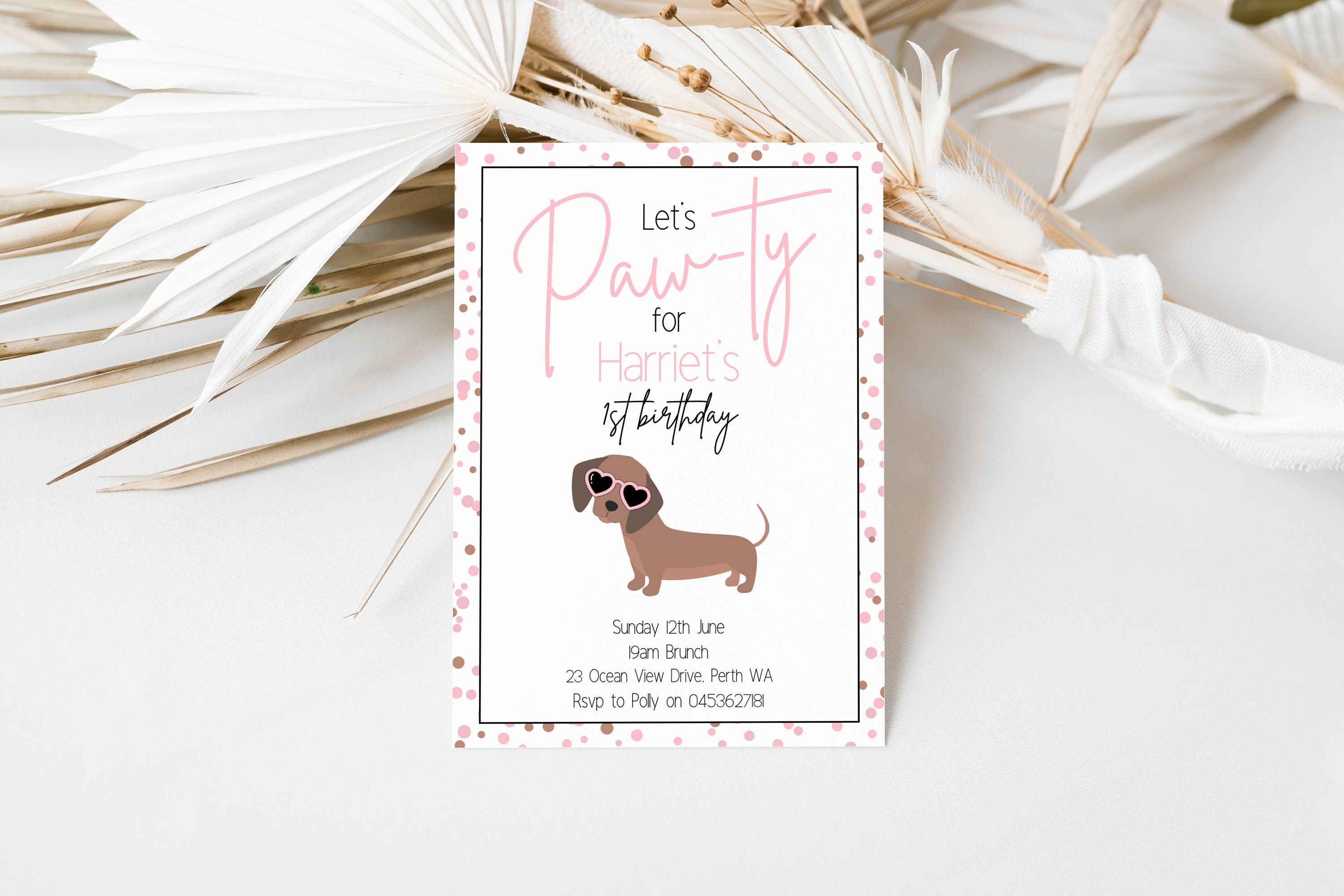 Editable Lets Pawty Invite Girls Puppy Dog Invite Calling All Party ...