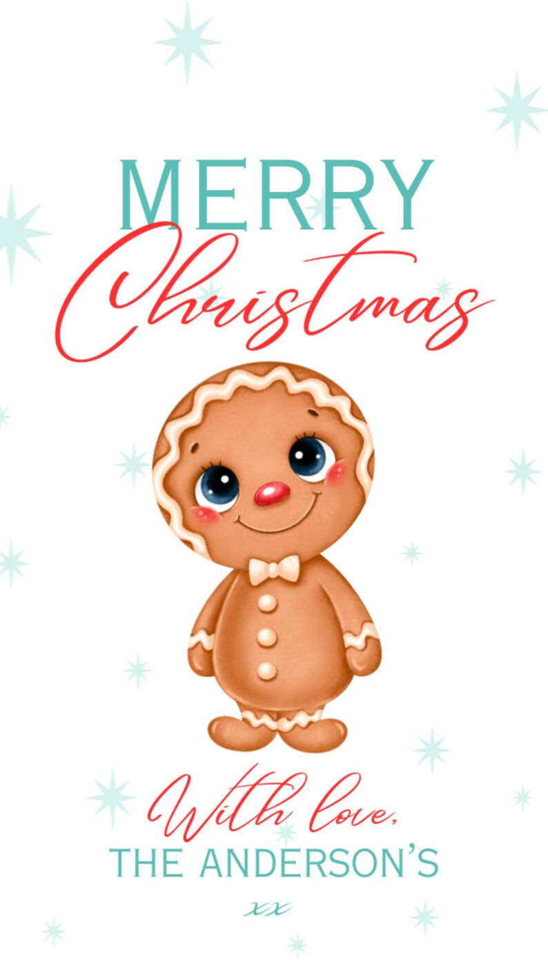 Editable Christmas gift tag Merry Christmas gift tag present's gift tag personalised Christmas gift tag gingerbread man gift tag printable image 3