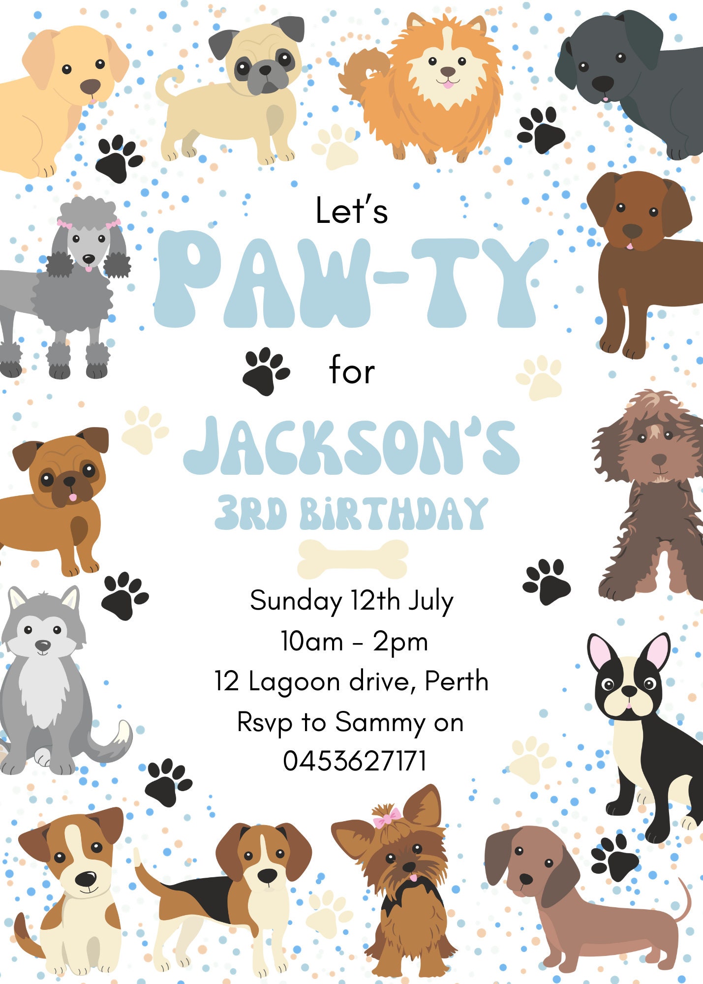 Editable Lets Pawty Birthday Invitation Boys Puppy Dog Invite Calling ...