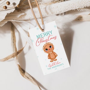 Editable Christmas gift tag Merry Christmas gift tag present's gift tag personalised Christmas gift tag gingerbread man gift tag printable image 2