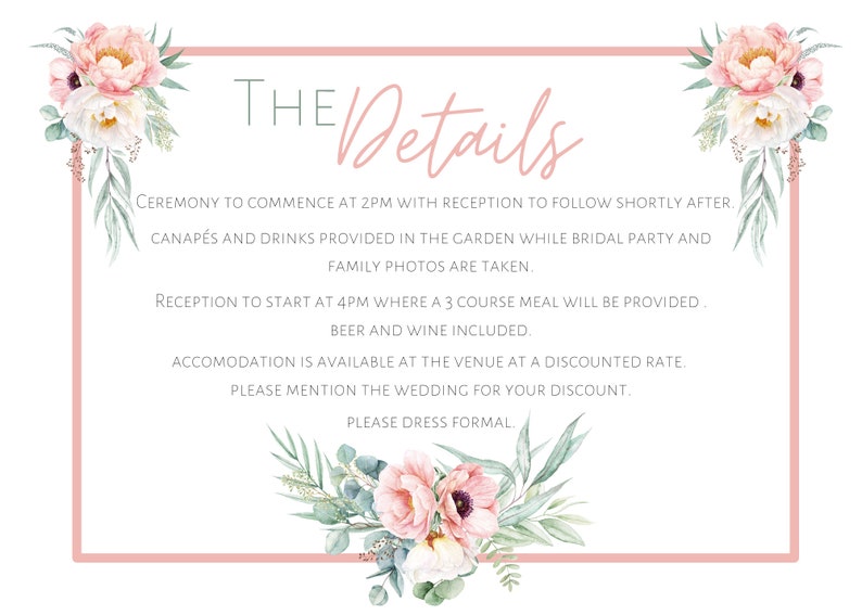 Editable Wedding Invitation Wedding Details Card Wedding Rsvp Card Floral Wedding Bundle Floral Wedding Invitation Digital Invitation image 6