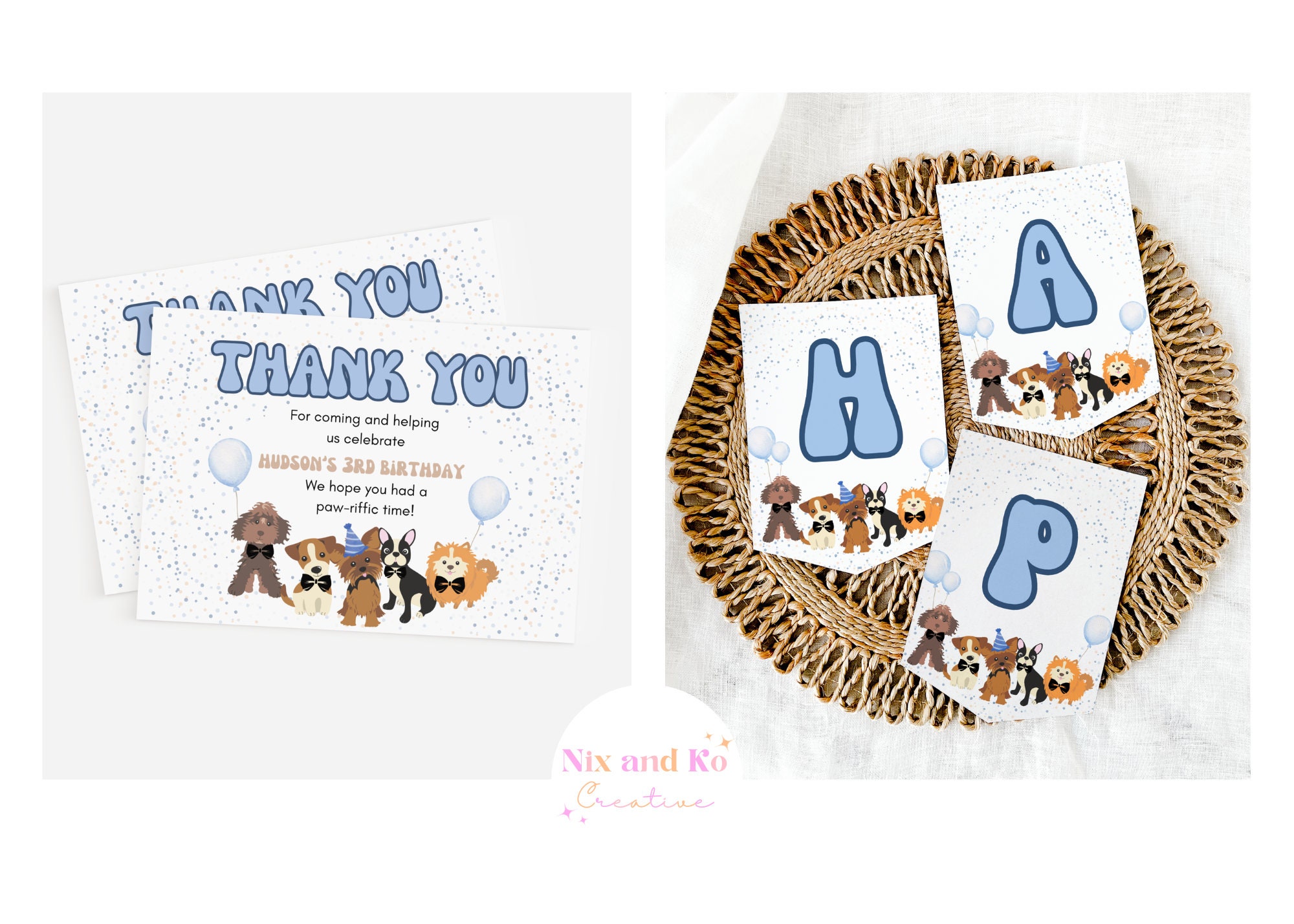 Editable Lets Pawty Invitation Party Bundle Puppy Dog Party Printable ...
