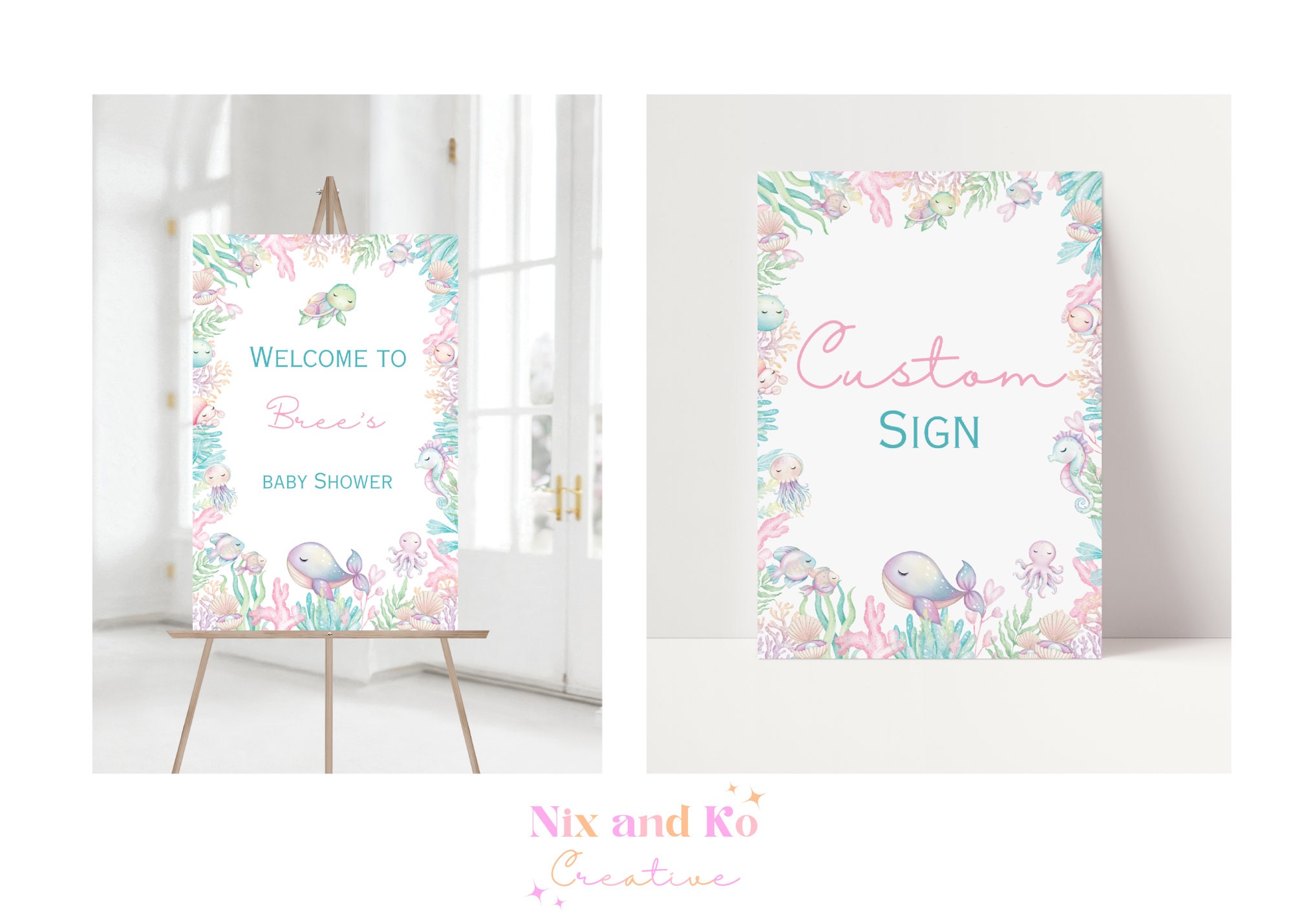 Editable Under the Sea Baby Shower Bundle Ocean Theme Baby Shower Under the Sea Baby Shower