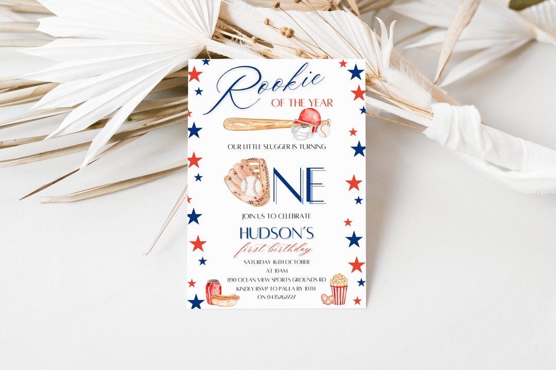 Baseball Birthday Party Invitation, Boys First Birthday, Sports Party ...