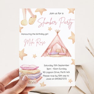 Editable Slumber party birthday invitation Pyjama party invitation sleep over invitation girl birthday party tween birthday invitation