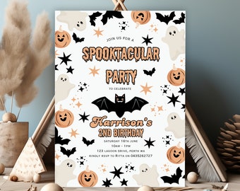 Halloween birthday party invitation, Hey boo invite, Halloween party invite, Spooktacular birthday party invitation, Ghost party templates