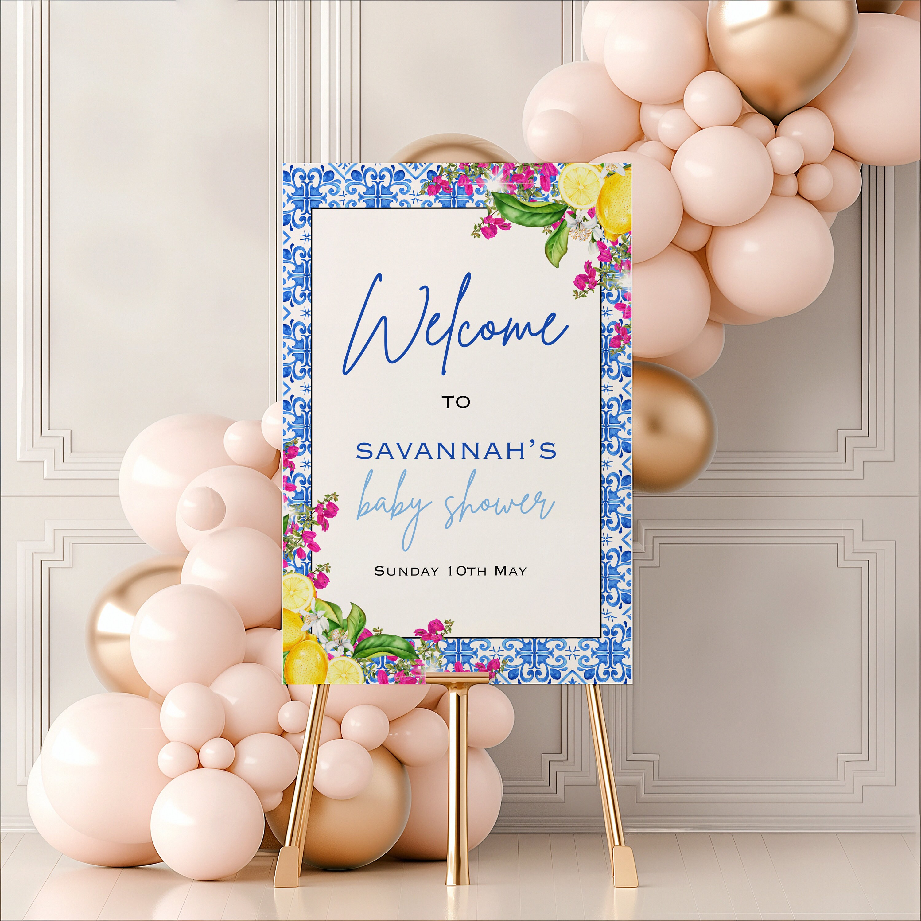 Lemon and Positano Tile Welcome Board, Amalfi Coast Baby Shower Signs ...