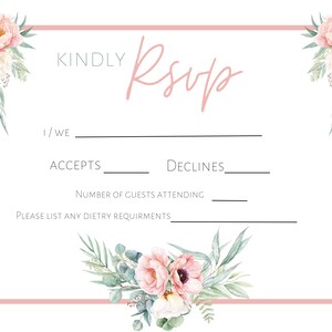 Editable Wedding Invitation Wedding Details Card Wedding Rsvp Card Floral Wedding Bundle Floral Wedding Invitation Digital Invitation image 5
