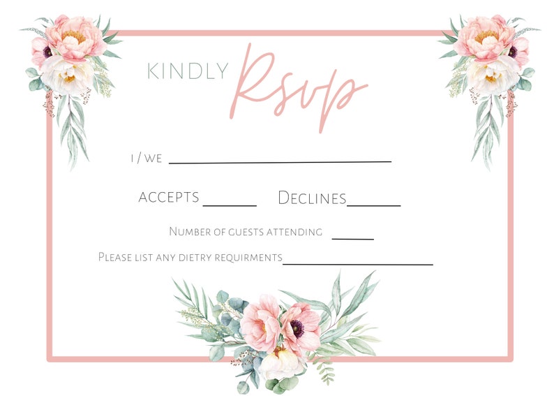 Editable Wedding Invitation Wedding Details Card Wedding Rsvp Card Floral Wedding Bundle Floral Wedding Invitation Digital Invitation image 5