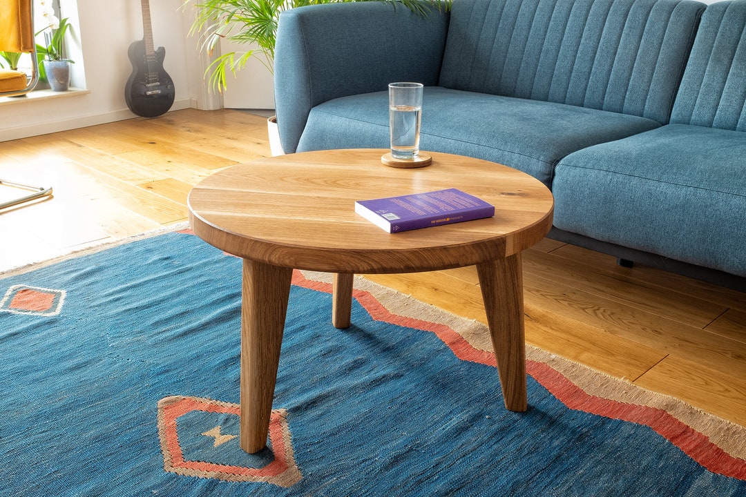 Round Coffee Table With Wooden Coffee Table Legs 70cm Etsy