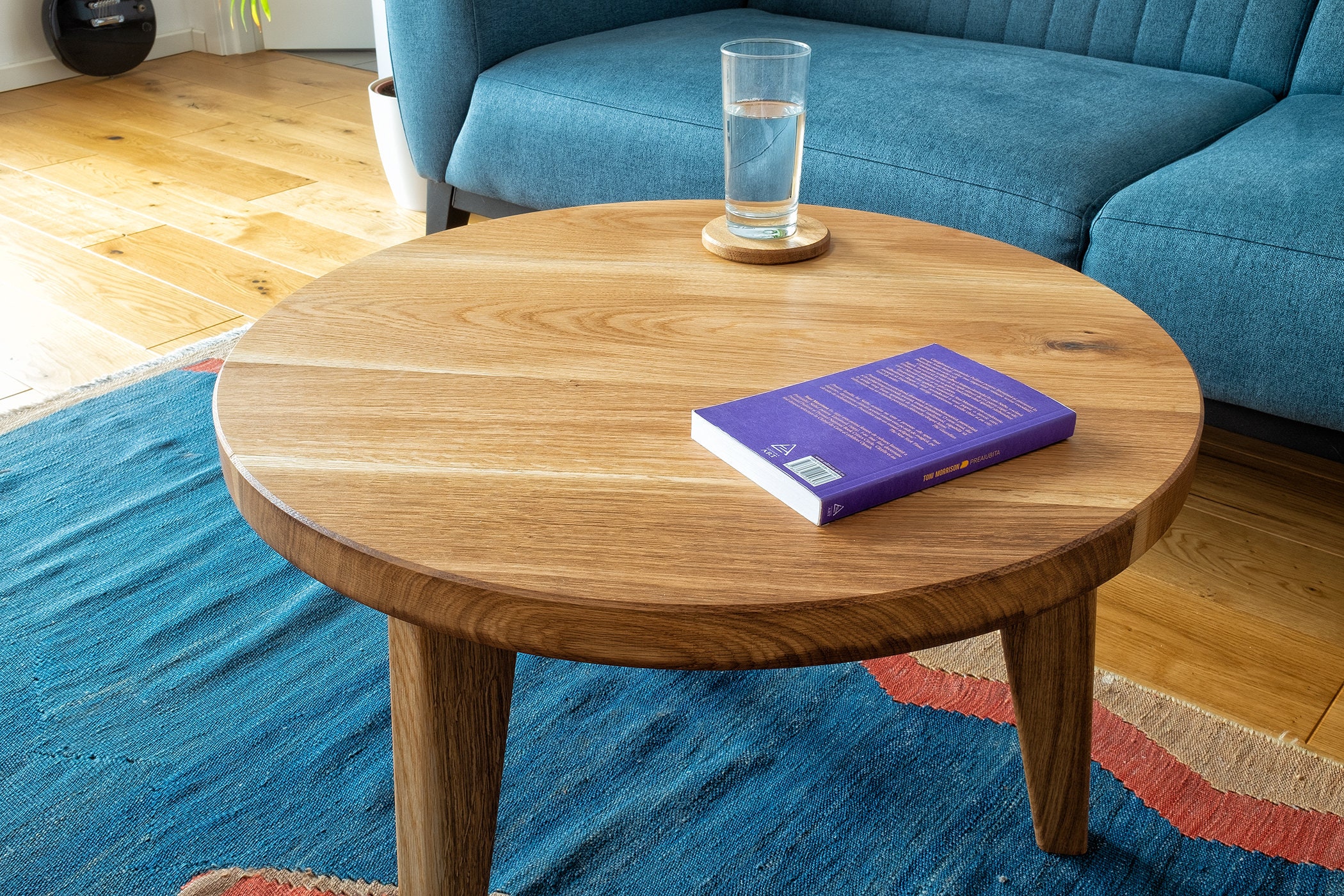 Round Coffee Table With Wooden Coffee Table Legs 70cm Etsy