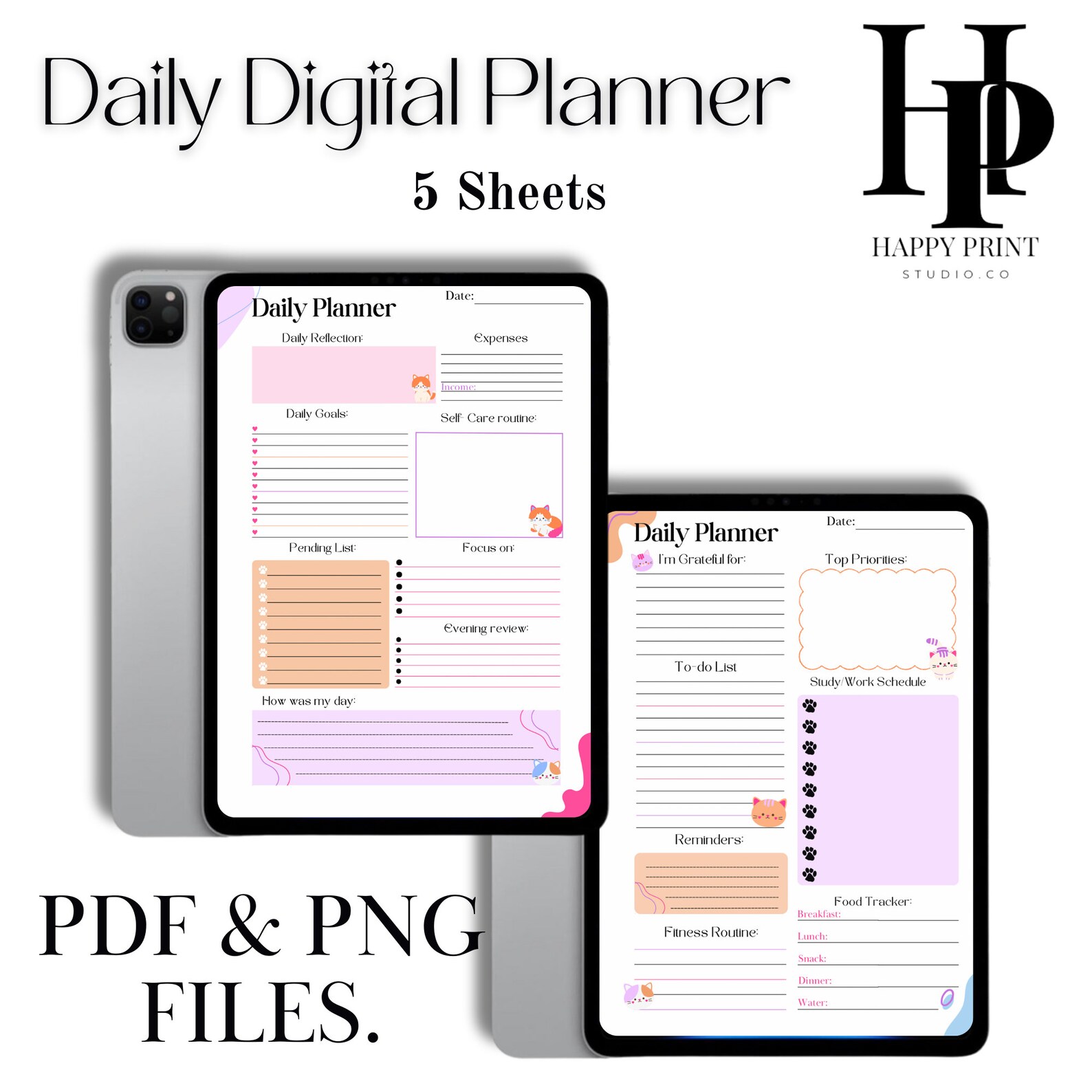 Printable Digital Daily Planner / Undated Goodnote Planner ...