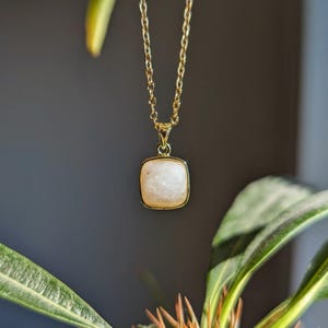 Real moonstone necklace gold moonstone necklace brass gemstone necklace esoteric gift girlfriend spiritual jewelry moonstone pendant
