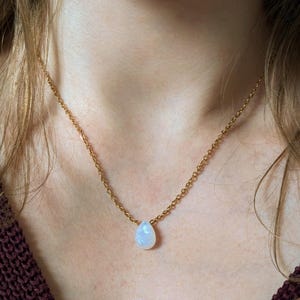 Rainbow moonstone necklace gold or silver drop genuine moonstone chain length selectable natural jewelry birthstone June gift