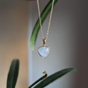 Real moonstone necklace gold rainbow moonstone necklace brass gemstone necklace gold esoteric gift girlfriend spiritual jewelry
