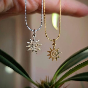 Halskette Sonne gold oder silber Sonnenanhänger Choker Anhänger Spirale Hippie Schmuck Hippie Kette Lebensspirale Geschenk Frau Boho Kette