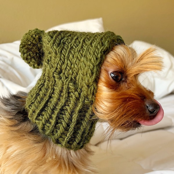 Hand Knitted Dog Snood Green Pet Snood Warm Forest Green Dog Hat Cute Soft Pet Hat Big Dog Snood Gift For Pet Parent Neckwarmer For Pet