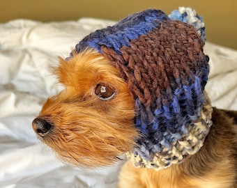Lakeside Knit Dog Snood Blue Pet Hat Warm Cute Dog Snood For Small Dog Snood Earwarmer for Pet Earwarmer Winter Snood Dog Hat Warm