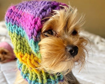 Passion Rainbow Dog Snood Warm Pink Purple Pet Snood For Pet Rainbow Snood Cute For Dog Multicolor Pet Snood for Dog Hat Rainbow Photo Prop