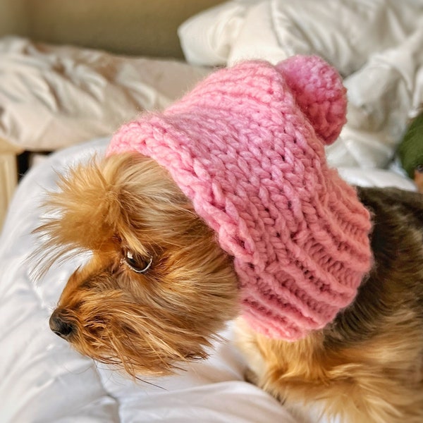 Pinkity Dog Snood Hand Knitted Pet Snood Pink Dog Hat Bright Pink Pet Hat Warm Snood For Dog Pink Winter Pet Snood Gift For Pet