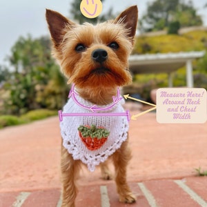 Hand Knitted Mushroom Pet Bandana, Custom Crochet Dog Bandana, Cute Cat Collar, Summer Necklace for Pet, Embroidered Bandana For Small Dog image 10