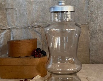 French antique rare old candy jar, blown and bubbled glass,confectionery jar